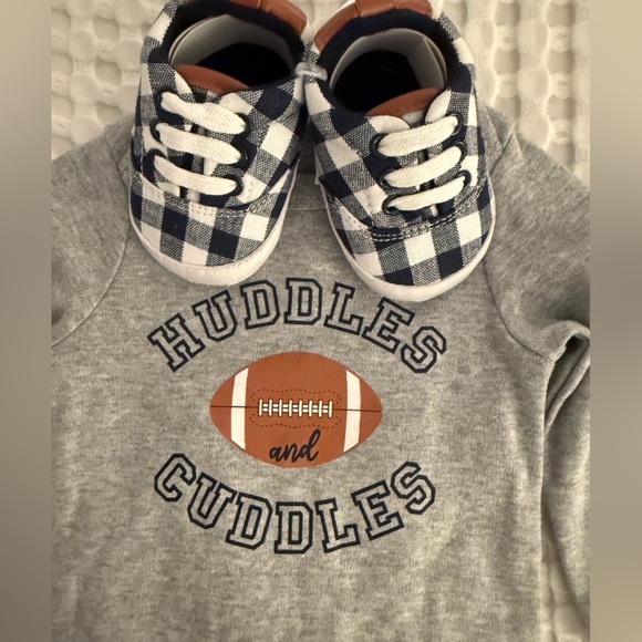Hudson Baby Gray and Navy Football 3 Piece Set with Sneakers - Picture 2 of 4
